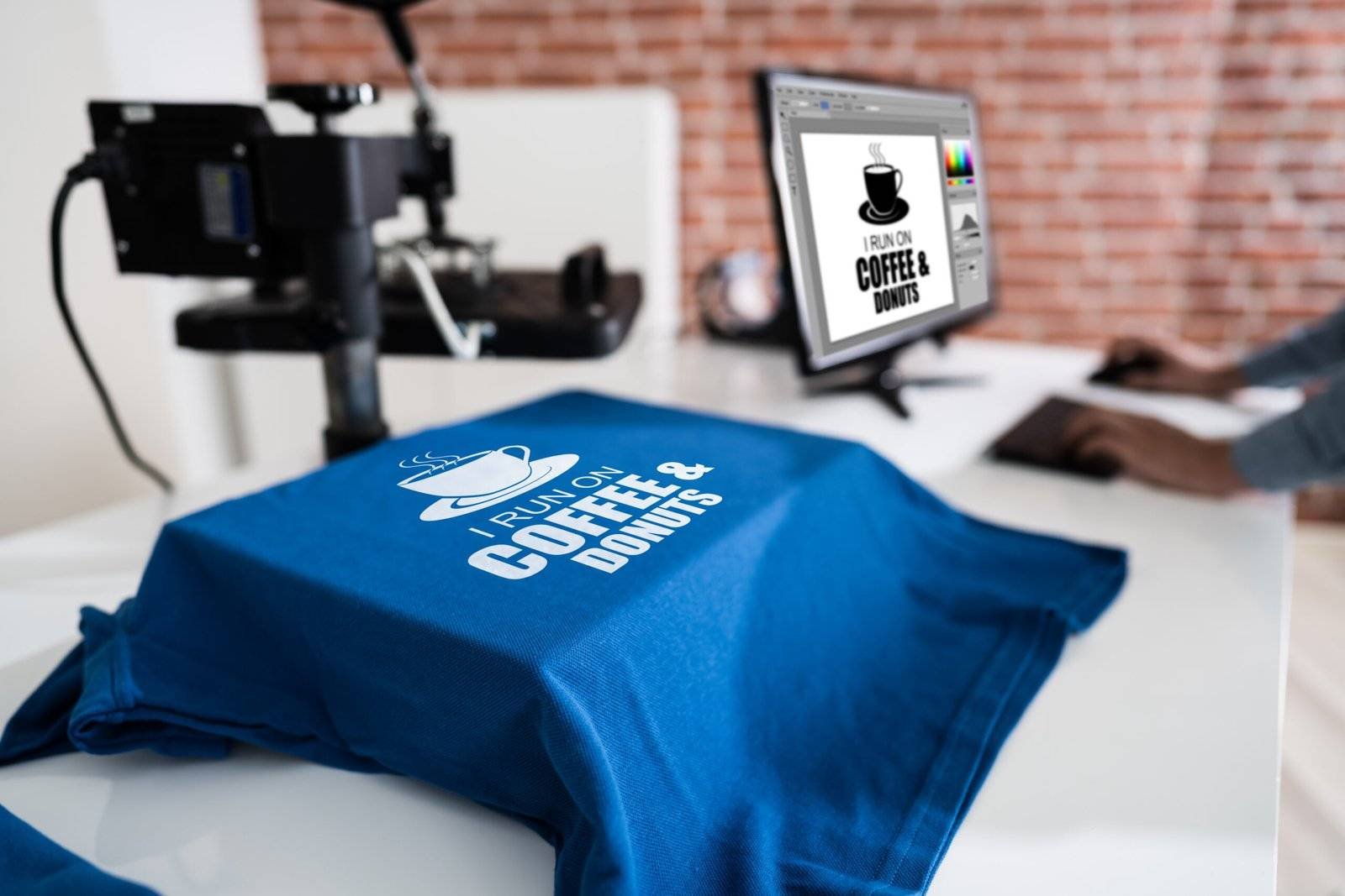 Coffee and Donuts T-shirt on a press