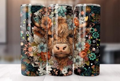 Baby Cow with Flowers tumbler