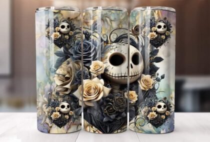 Skull and Flowers Tumbler