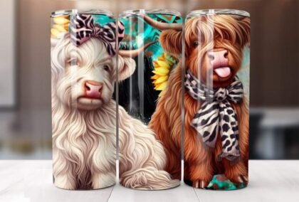 Custom 20oz sublimation tumbler Highland tongue sticking out