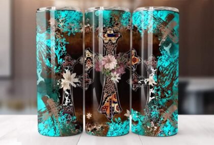 Teal cross tumbler